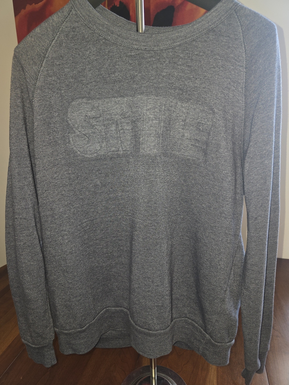 Alternative Men's Heather Gray Crewneck Sweatshirt with Embossed 'SMILE' Logo